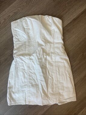 Abercrombie and Fitch White Strapless Linen Mini Dress